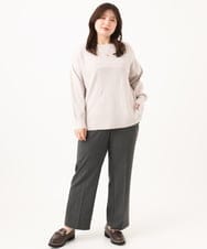 OLLLD17099 eur3(エウルキューブ) 【大きいサイズ/洗える/裏起毛】センタープレスストレートパンツ ダークグレー