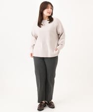 OLLLD17099 eur3(エウルキューブ) 【大きいサイズ/洗える/裏起毛】センタープレスストレートパンツ ダークグレー