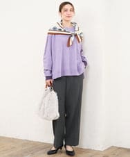OLLLD17099 eur3(エウルキューブ) 【大きいサイズ/洗える/裏起毛】センタープレスストレートパンツ ダークグレー