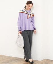 OLLLD17099 eur3(エウルキューブ) 【大きいサイズ/洗える/裏起毛】センタープレスストレートパンツ ダークグレー