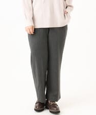 OLLLD17099 eur3(エウルキューブ) 【大きいサイズ/洗える/裏起毛】センタープレスストレートパンツ ダークグレー
