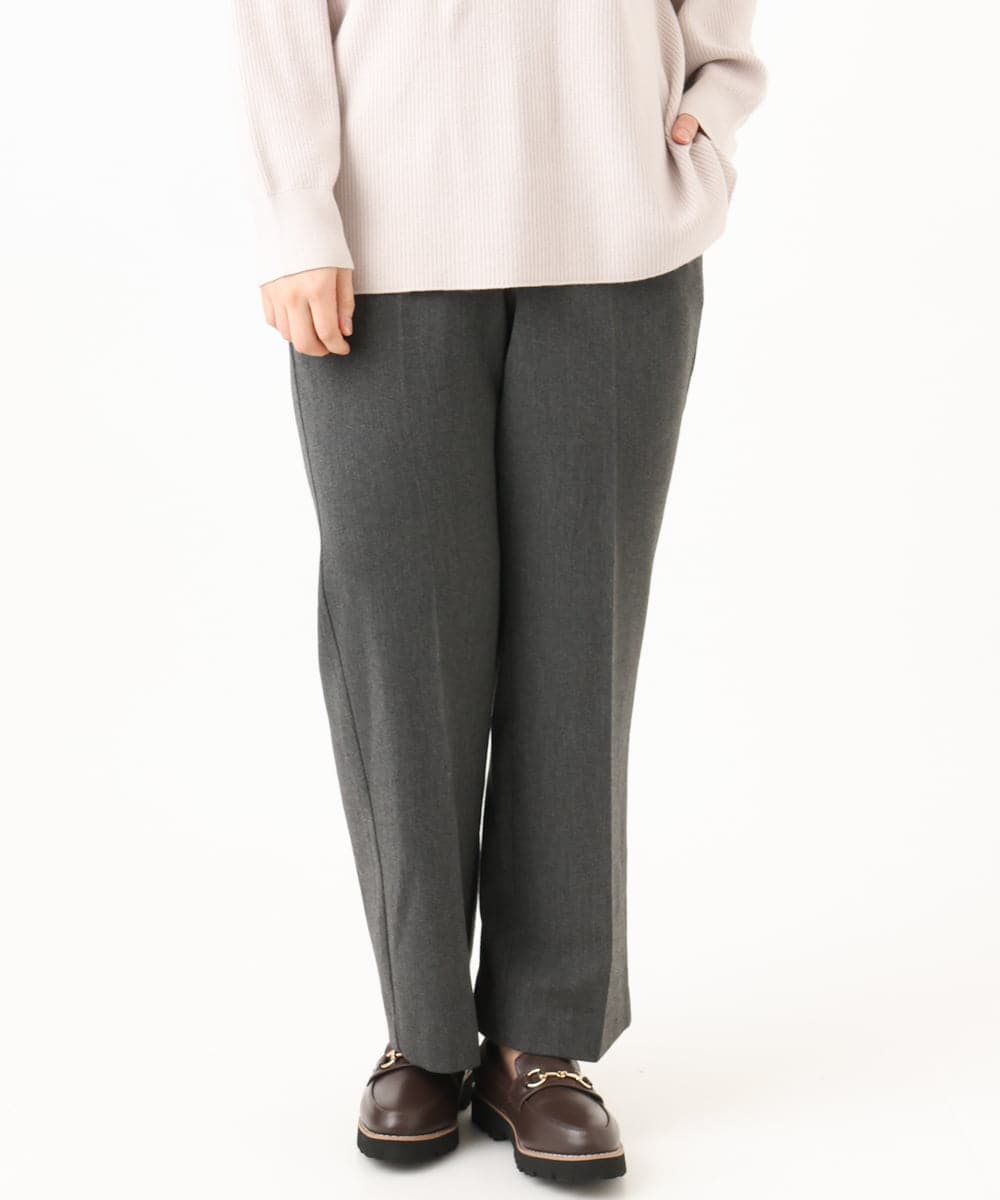 OLLLD17099 eur3(エウルキューブ) 【大きいサイズ/洗える/裏起毛】センタープレスストレートパンツ ダークグレー