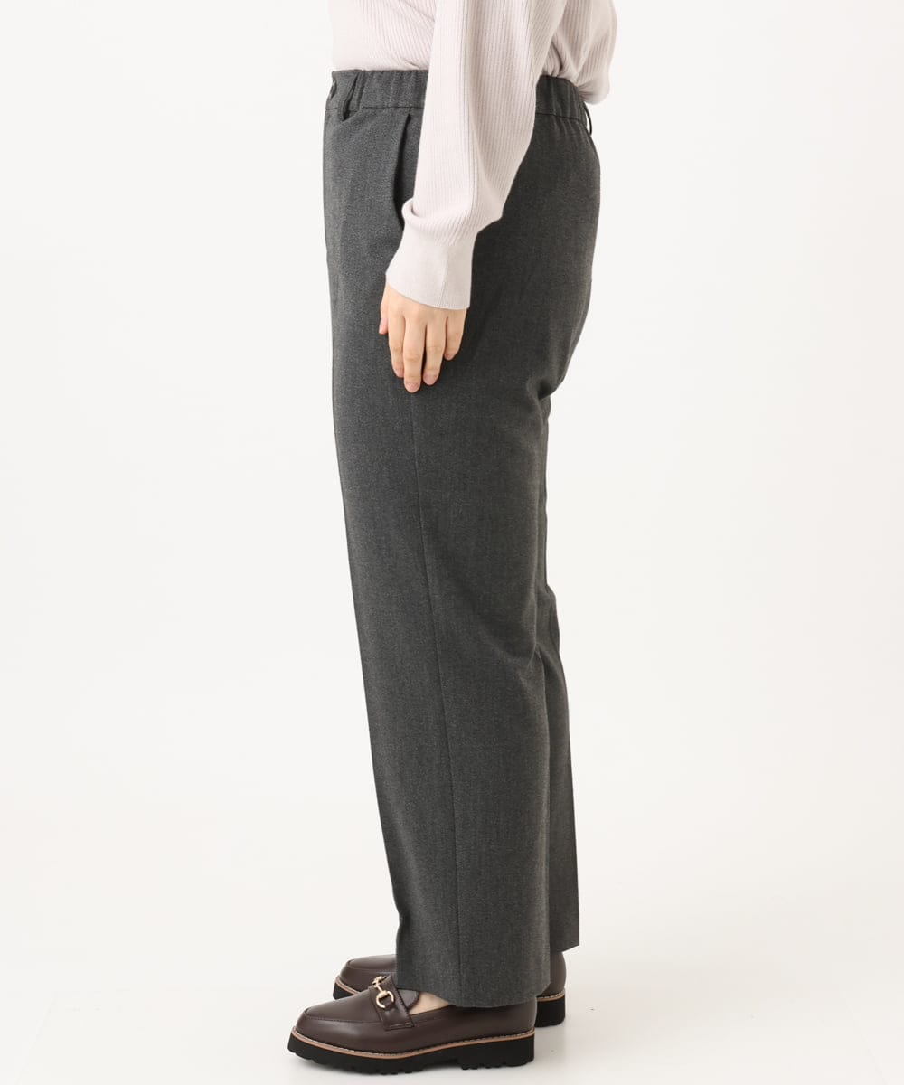 OLLLD17099 eur3(エウルキューブ) 【大きいサイズ/洗える/裏起毛】センタープレスストレートパンツ ダークグレー