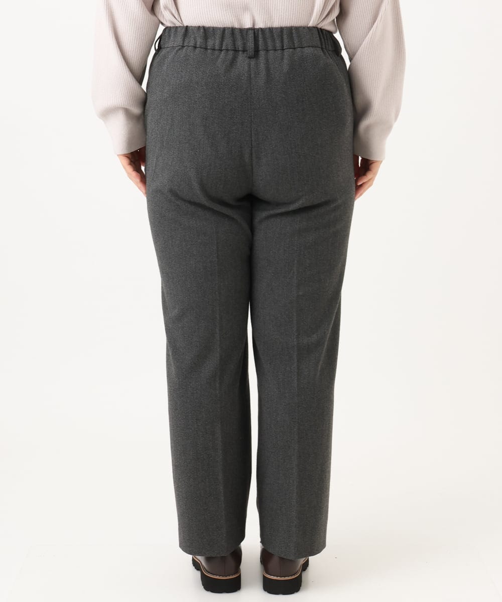 OLLLD17099 eur3(エウルキューブ) 【大きいサイズ/洗える/裏起毛】センタープレスストレートパンツ ダークグレー
