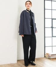 OLLLD17099 eur3(エウルキューブ) 【大きいサイズ/洗える/裏起毛】センタープレスストレートパンツ ブラック