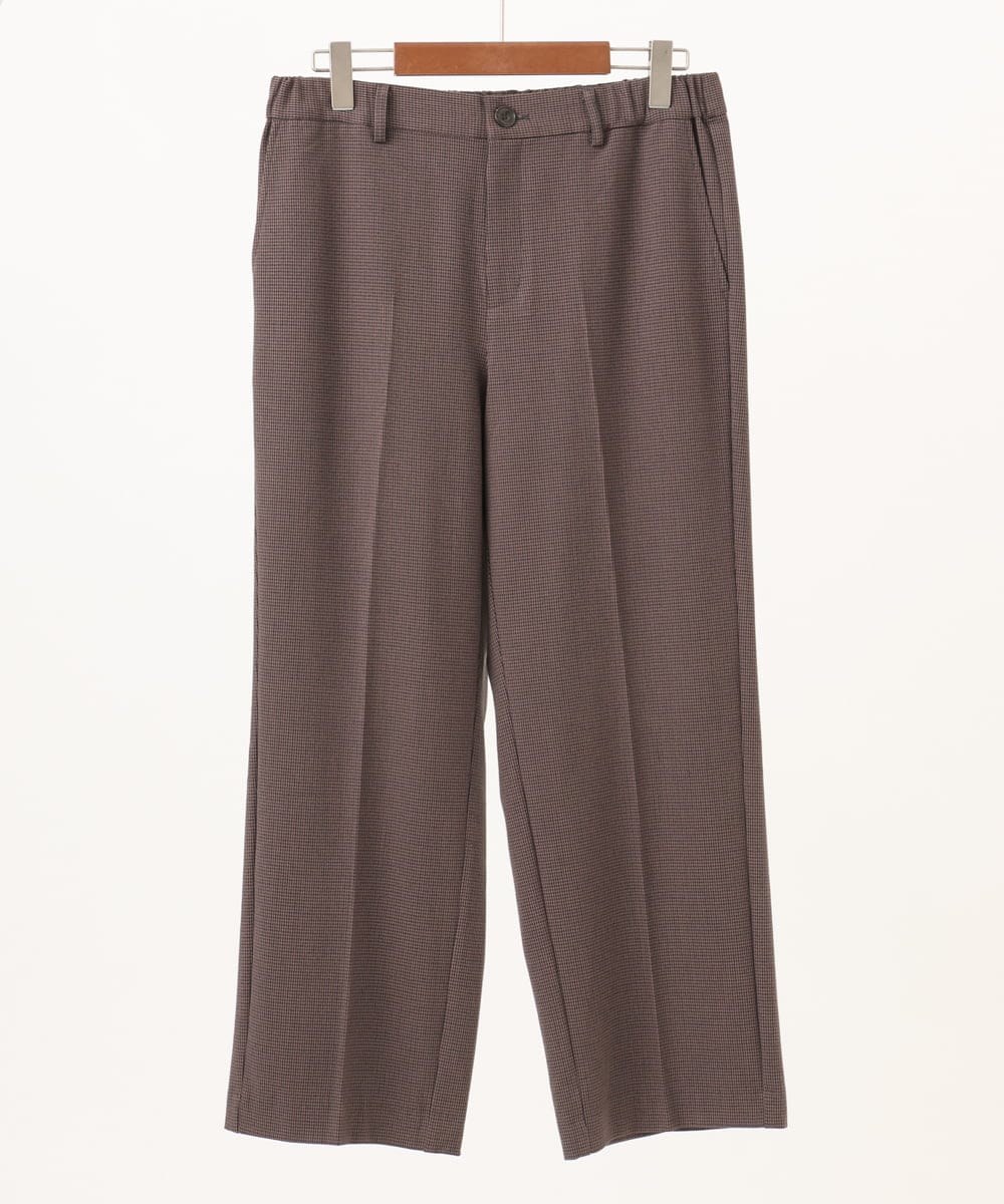 OLLLD19099 eur3(エウルキューブ) 【大きいサイズ/洗える/ 裏起毛】センタープレスチェック柄ストレートパンツ アイボリーブラック