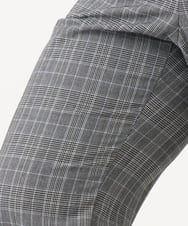 OLLLD19099 eur3(エウルキューブ) 【大きいサイズ/洗える/ 裏起毛】センタープレスチェック柄ストレートパンツ グレー