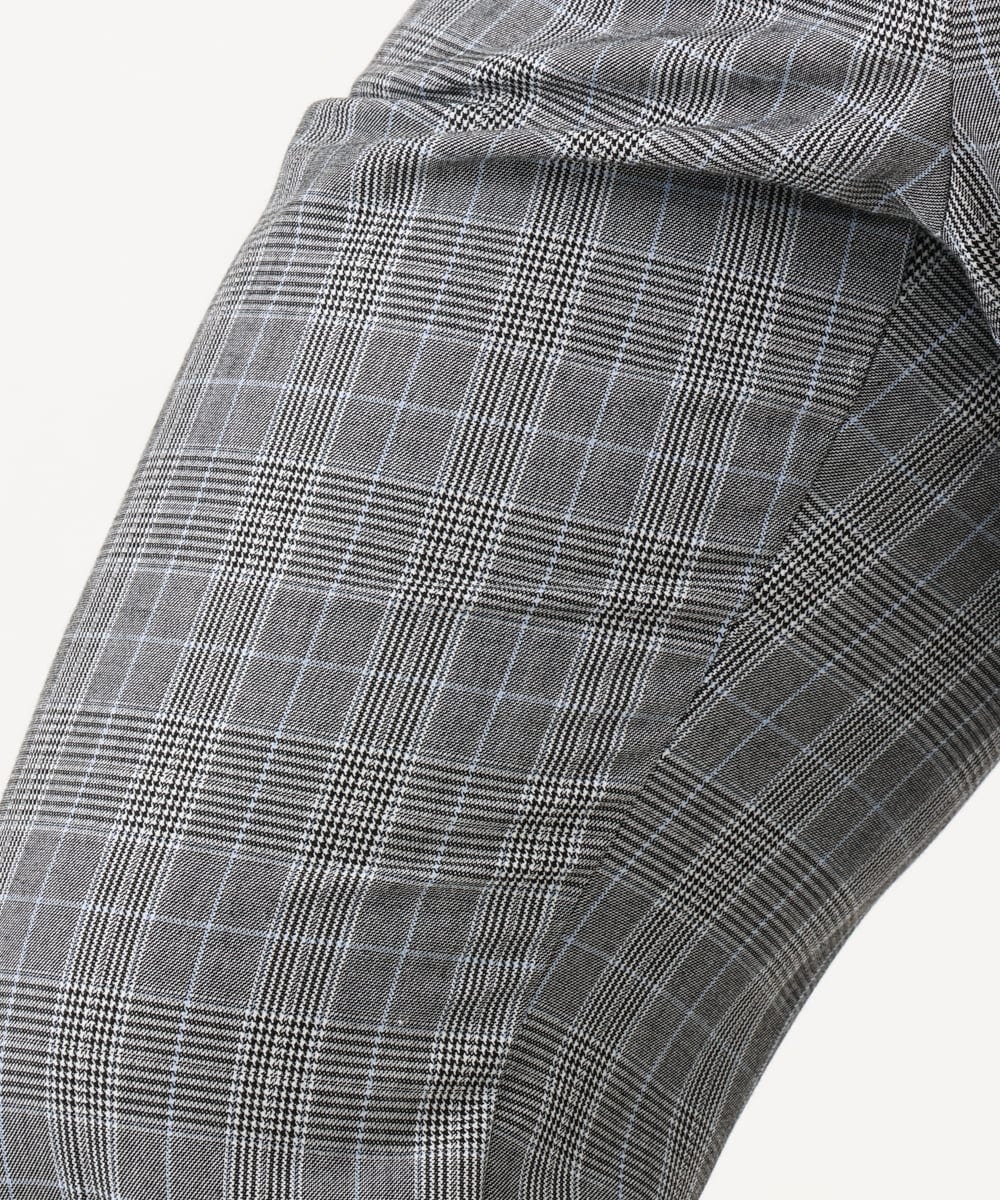 OLLLD19099 eur3(エウルキューブ) 【大きいサイズ/洗える/ 裏起毛】センタープレスチェック柄ストレートパンツ グレー