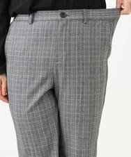OLLLD19099 eur3(エウルキューブ) 【大きいサイズ/洗える/ 裏起毛】センタープレスチェック柄ストレートパンツ グレー