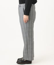 OLLLD19099 eur3(エウルキューブ) 【大きいサイズ/洗える/ 裏起毛】センタープレスチェック柄ストレートパンツ グレー