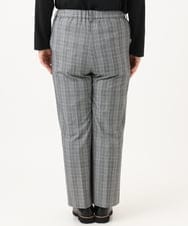 OLLLD19099 eur3(エウルキューブ) 【大きいサイズ/洗える/ 裏起毛】センタープレスチェック柄ストレートパンツ グレー