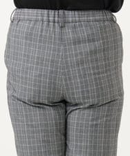 OLLLD19099 eur3(エウルキューブ) 【大きいサイズ/洗える/ 裏起毛】センタープレスチェック柄ストレートパンツ グレー