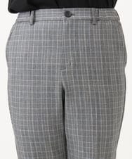 OLLLD19099 eur3(エウルキューブ) 【大きいサイズ/洗える/ 裏起毛】センタープレスチェック柄ストレートパンツ グレー