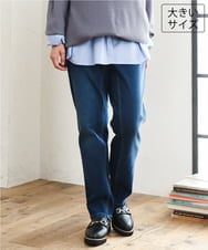 OLLLD21099 eur3(エウルキューブ) 【大きいサイズ/裏起毛】ゆるフィットデニム ネイビー