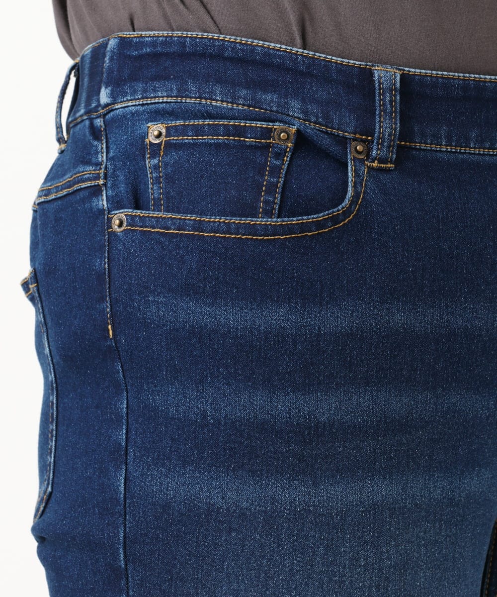 OLLLD21099 eur3(エウルキューブ) 【大きいサイズ/裏起毛】ゆるフィットデニム ネイビー