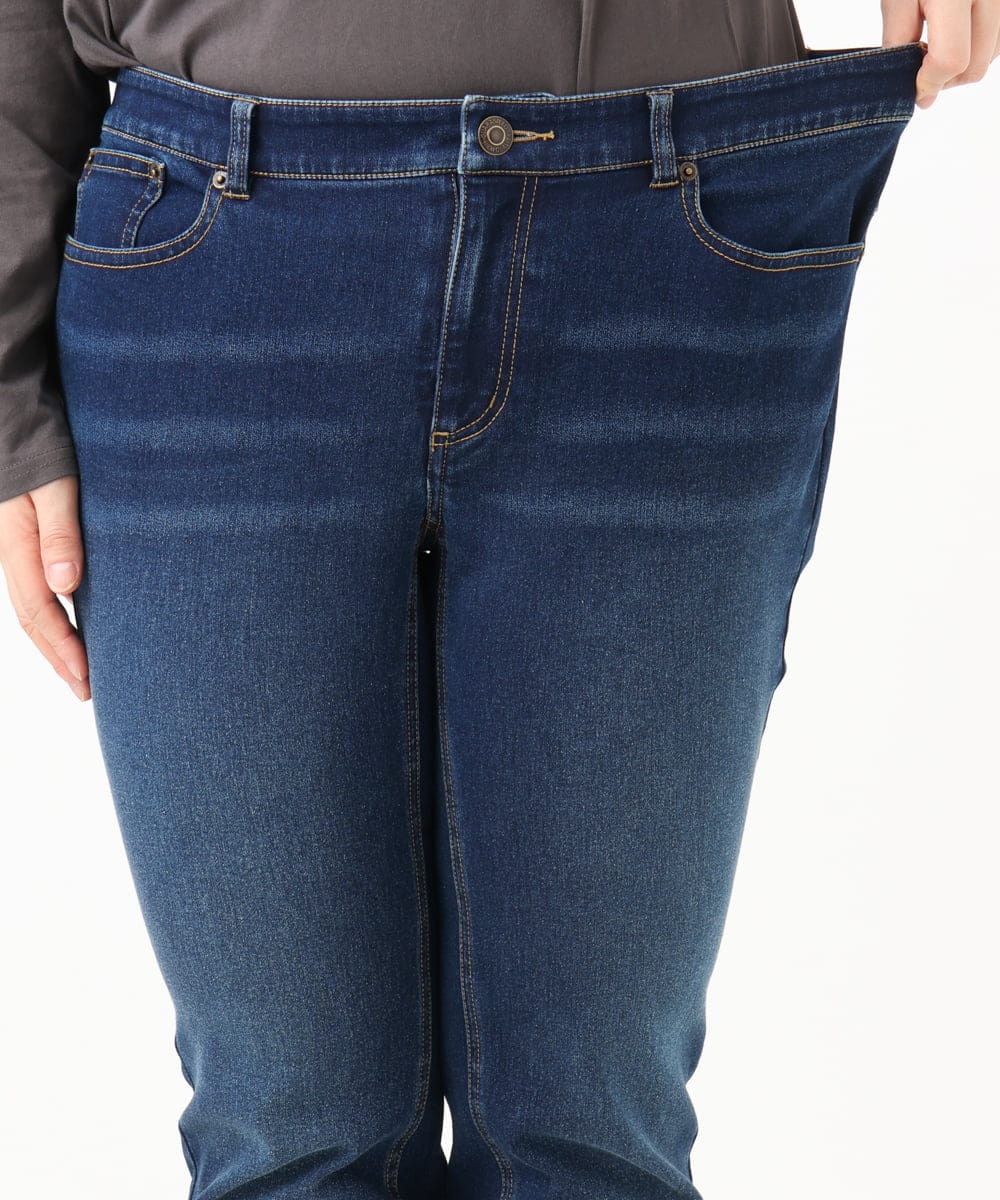 OLLLD21099 eur3(エウルキューブ) 【大きいサイズ/裏起毛】ゆるフィットデニム ネイビー