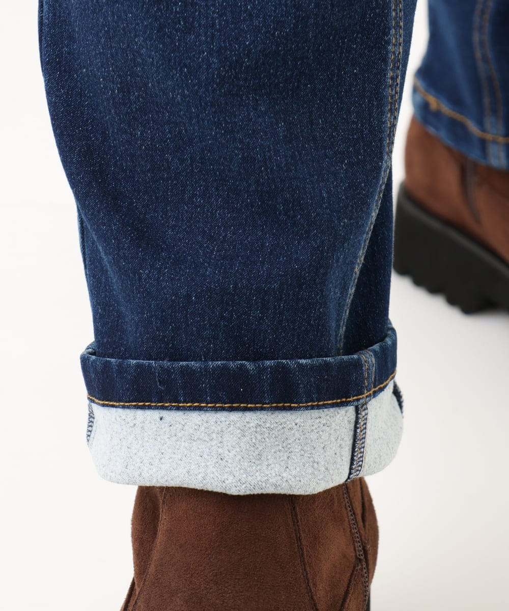 OLLLD21099 eur3(エウルキューブ) 【大きいサイズ/裏起毛】ゆるフィットデニム ネイビー