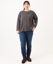 OLLLD21099 eur3(エウルキューブ) 【大きいサイズ/裏起毛】ゆるフィットデニム ネイビー