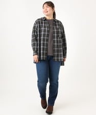 OLLLD21099 eur3(エウルキューブ) 【大きいサイズ/裏起毛】ゆるフィットデニム ネイビー