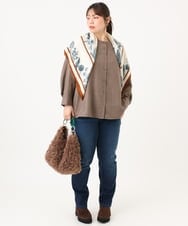 OLLLD21099 eur3(エウルキューブ) 【大きいサイズ/裏起毛】ゆるフィットデニム ネイビー