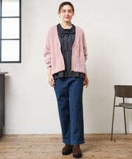 OLLLD21099 eur3(エウルキューブ) 【大きいサイズ/裏起毛】ゆるフィットデニム ネイビー