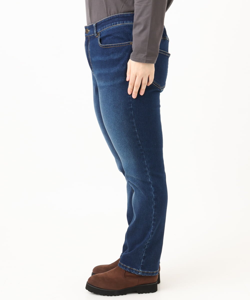 OLLLD21099 eur3(エウルキューブ) 【大きいサイズ/裏起毛】ゆるフィットデニム ネイビー