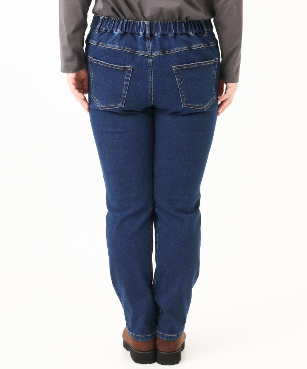 OLLLD21099 eur3(エウルキューブ) 【大きいサイズ/裏起毛】ゆるフィットデニム ネイビー