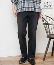 OLLLD21099 eur3(エウルキューブ) 【大きいサイズ/裏起毛】ゆるフィットデニム ブラック