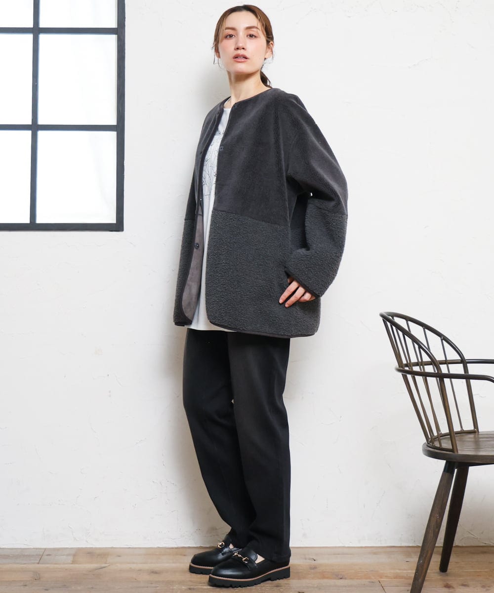 OLLLD21099 eur3(エウルキューブ) 【大きいサイズ/裏起毛】ゆるフィットデニム ブラック