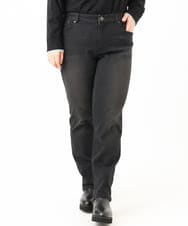 OLLLD21099 eur3(エウルキューブ) 【大きいサイズ/裏起毛】ゆるフィットデニム ブラック