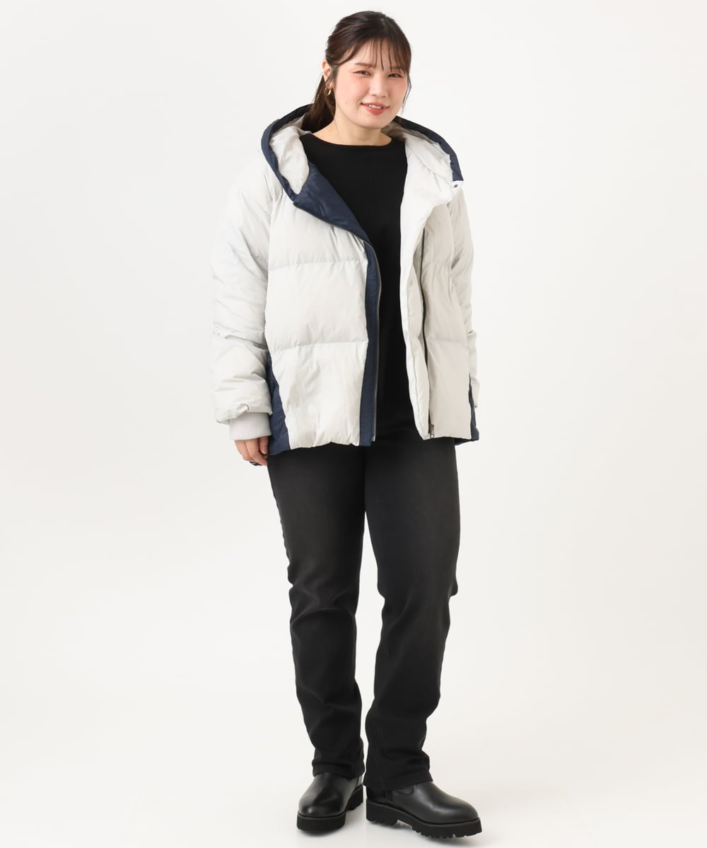 OLLLD21099 eur3(エウルキューブ) 【大きいサイズ/裏起毛】ゆるフィットデニム ブラック