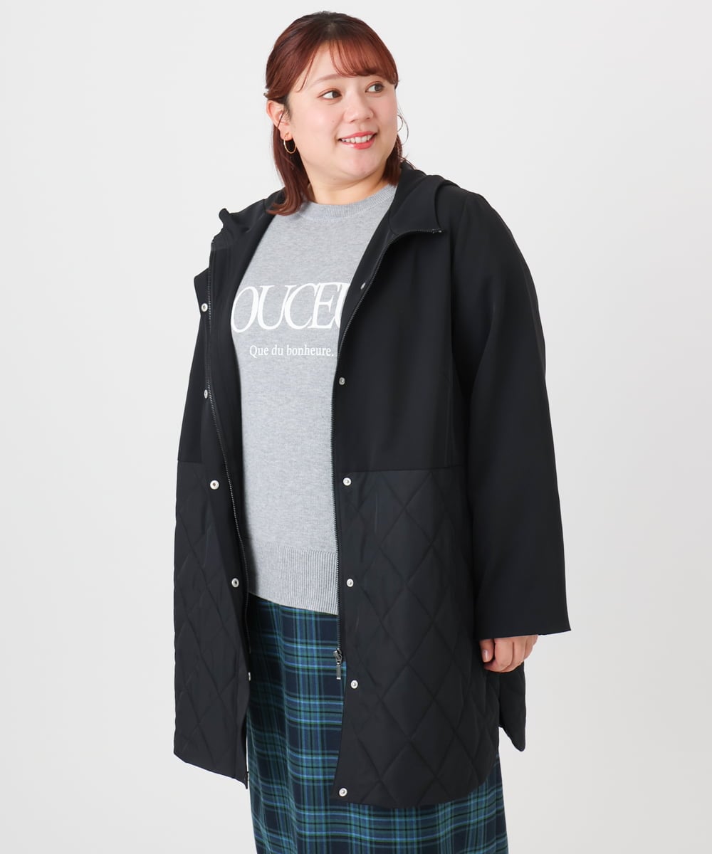 OLUBD08199 eur3(エウルキューブ) 【大きいサイズ】キルトコンビアウター ブラック(94)