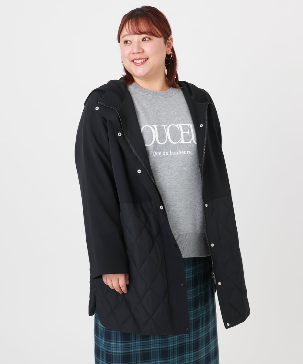 OLUBD08199 eur3(エウルキューブ) 【大きいサイズ】キルトコンビアウター ブラック(94)