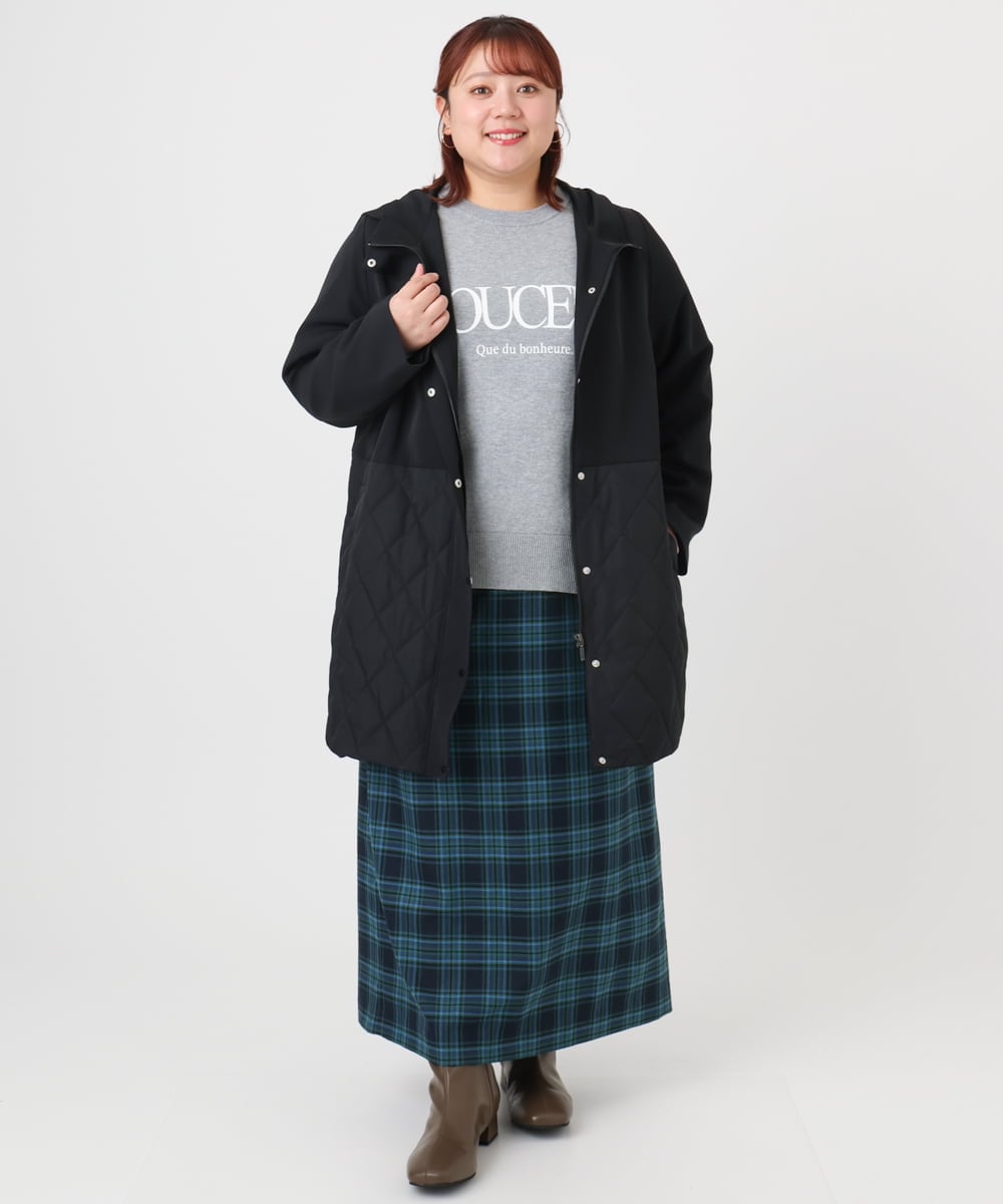 OLUBD08199 eur3(エウルキューブ) 【大きいサイズ】キルトコンビアウター ブラック(94)