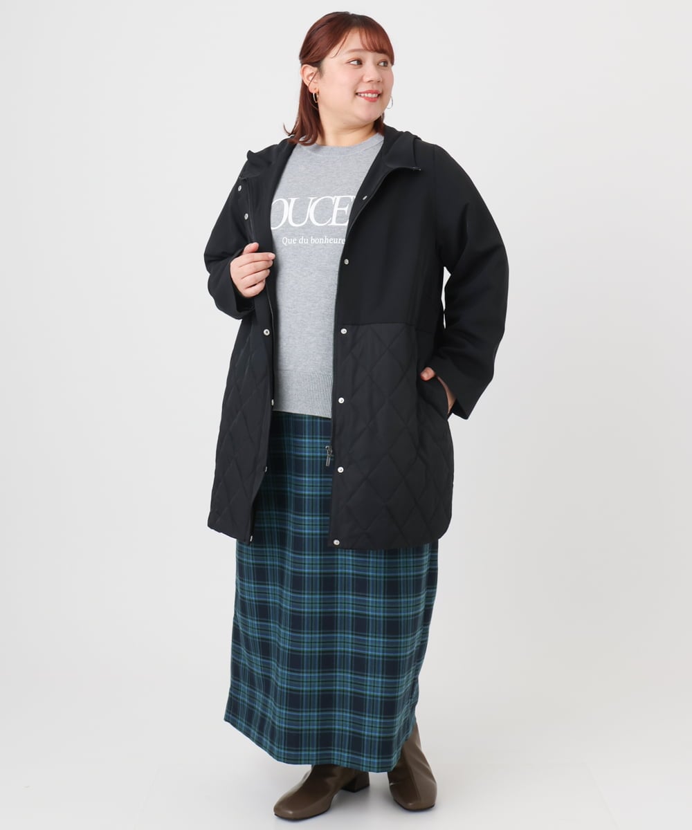 OLUBD08199 eur3(エウルキューブ) 【大きいサイズ】キルトコンビアウター ブラック(94)