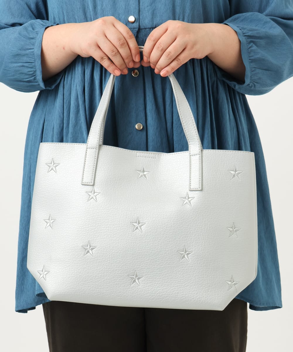 OZ5KA22064 eur3(エウルキューブ) スター刺繍トートバッグ シルバー
