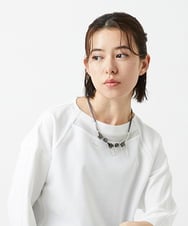 PF2EE04098 GEORGES RECH(小さいサイズ)(メゾン ドゥ サンク)  [日本製]スクエアパーツコンビメタルチョーカー ダークグレー