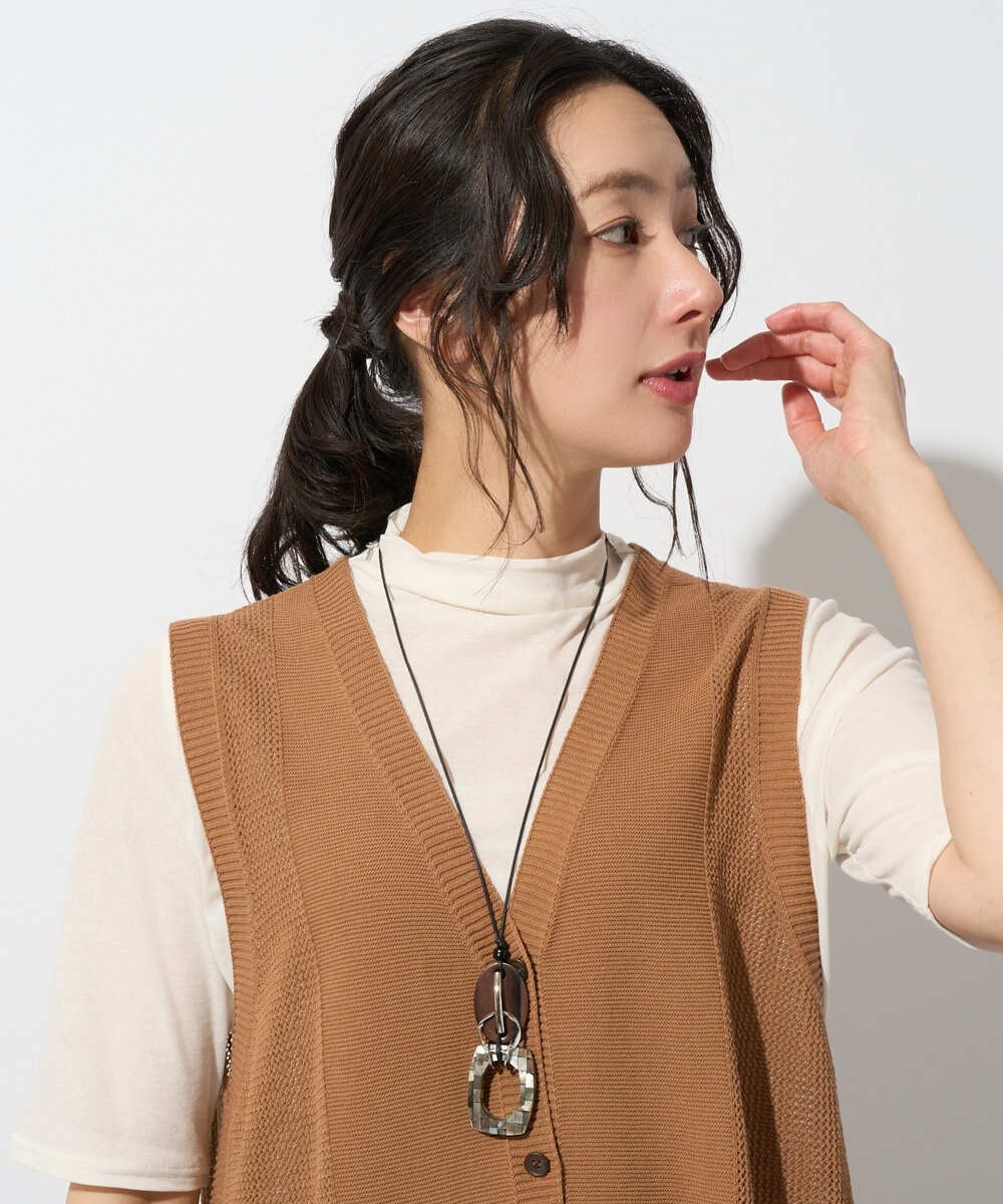 PG2GD21130 GEORGES RECH(ジョルジュ・レッシュ)  [日本製]モザイクシェルネックレス ブラック