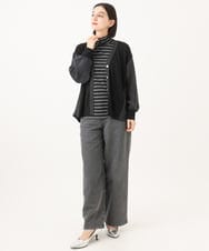 PHBAH05290 GEORGES RECH(小さいサイズ)(メゾン ドゥ サンク) 異素材コンビVネックカーディガン カーキ