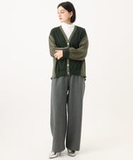 PHBAH05290 GEORGES RECH(小さいサイズ)(メゾン ドゥ サンク) 異素材コンビVネックカーディガン カーキ