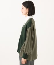 PHBAH05290 GEORGES RECH(小さいサイズ)(メゾン ドゥ サンク) 異素材コンビVネックカーディガン カーキ