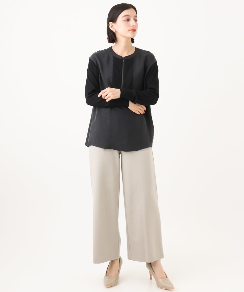 PHBAH06250 GEORGES RECH(小さいサイズ)(メゾン ドゥ サンク) 異素材コンビジッププルオーバー カーキ