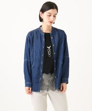 PHBJE08330 GEORGES RECH(小さいサイズ)(メゾン ドゥ サンク)  [セットアップ対応]ライトデニムバンドカラーデニムブラウス ネイビー