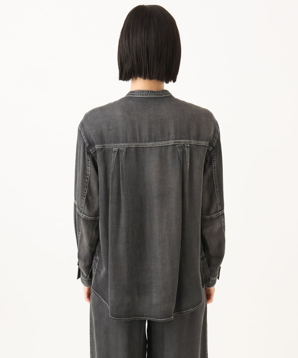 PHBJE08330 GEORGES RECH(小さいサイズ)(メゾン ドゥ サンク)  [セットアップ対応]ライトデニムバンドカラーデニムブラウス グレー