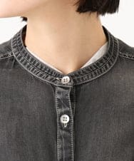 PHBJE08330 GEORGES RECH(小さいサイズ)(メゾン ドゥ サンク)  [セットアップ対応]ライトデニムバンドカラーデニムブラウス グレー