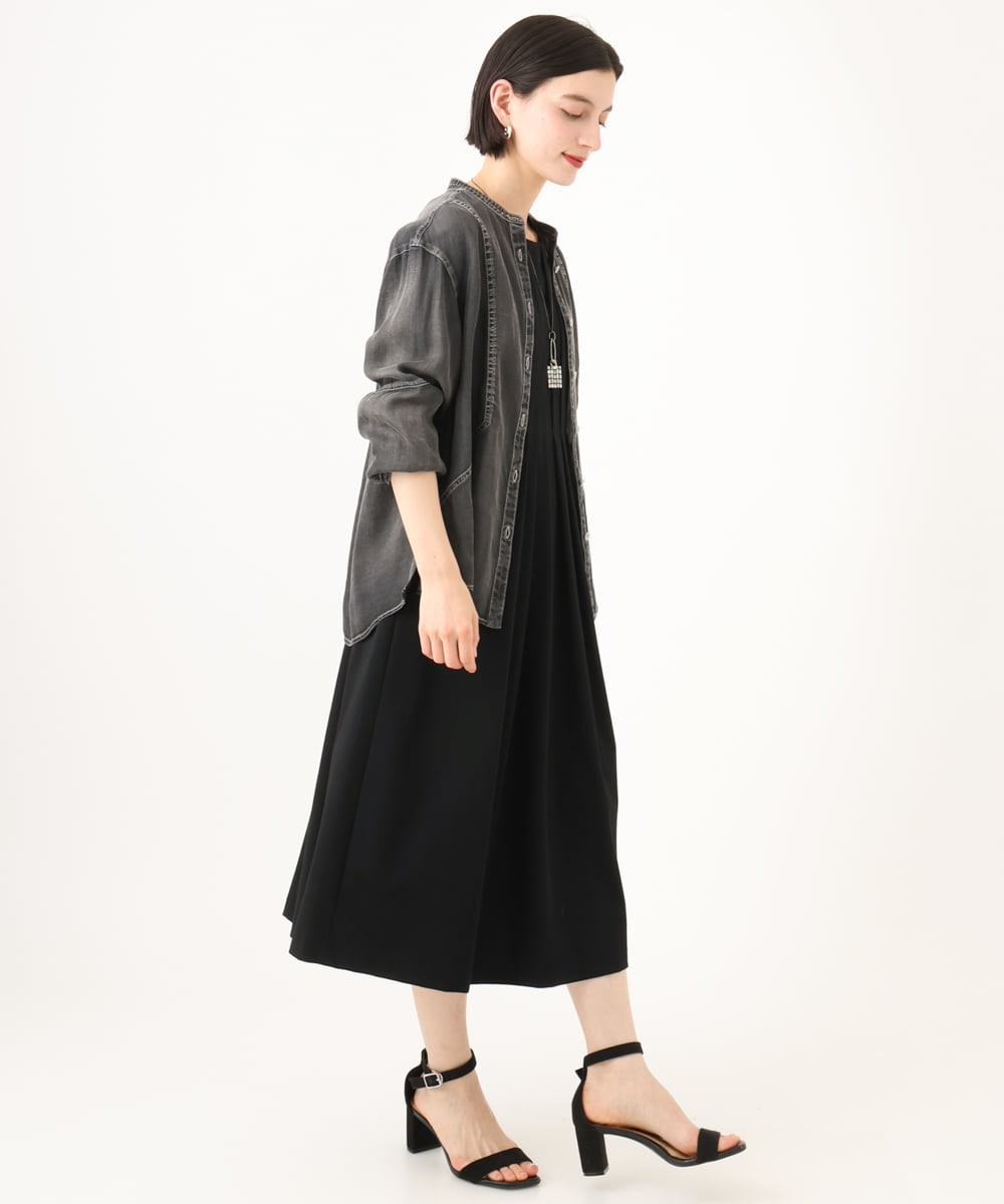PHBJE08330 GEORGES RECH(小さいサイズ)(メゾン ドゥ サンク)  [セットアップ対応]ライトデニムバンドカラーデニムブラウス グレー