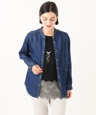 PHBJE08330 GEORGES RECH(小さいサイズ)(メゾン ドゥ サンク)  [セットアップ対応]ライトデニムバンドカラーデニムブラウス グレー