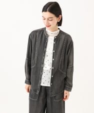 PHBJE08330 GEORGES RECH(小さいサイズ)(メゾン ドゥ サンク)  [セットアップ対応]ライトデニムバンドカラーデニムブラウス グレー
