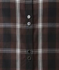 PHBJE21290 GEORGES RECH(小さいサイズ)(メゾン ドゥ サンク)  [セットアップ対応]スタンドカラーチェックブラウス ブラウン