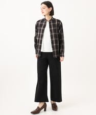 PHBJE21290 GEORGES RECH(小さいサイズ)(メゾン ドゥ サンク)  [セットアップ対応]スタンドカラーチェックブラウス ブラウン